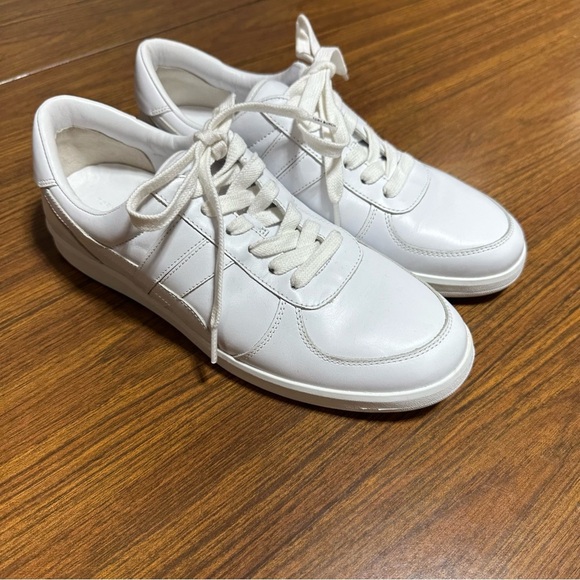 TORY BURCH HANK COURT LEATHER SNEAKER SHOES LACE UP WHITE SIZE 10 - Picture 2 of 10